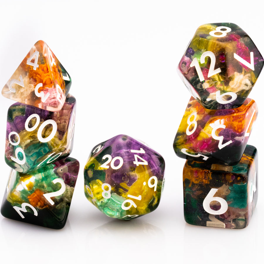 Bloom | Resin DND Dice Set | Dried Flower Inclusions