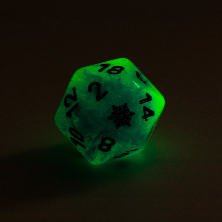 Winter's Glow | Resin DND Dice Set | Glow in the Dark Dice